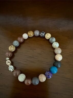Beaded Multicolor Gemstone Stretch Bracelet - Handmade